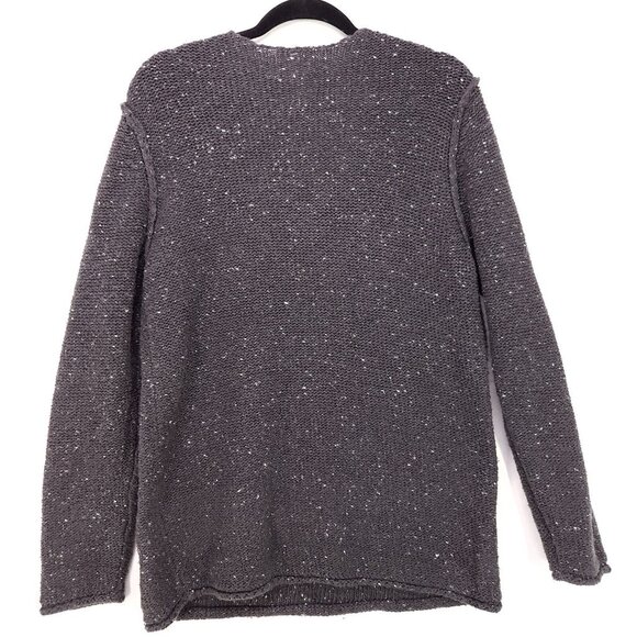 Cabelas Sweater Chunky Knit Womens Large Pullover Dark Gray Swiss Dot V-Neck - Picture 2 of 10